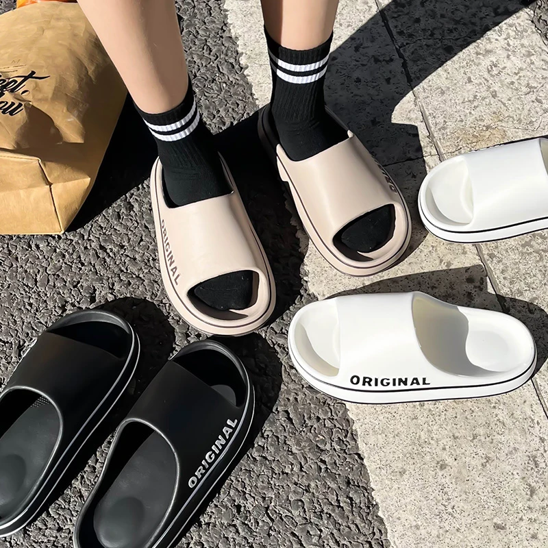 Water Shoes - Yazlık Çift Terlikleri Düz Renk Harfli